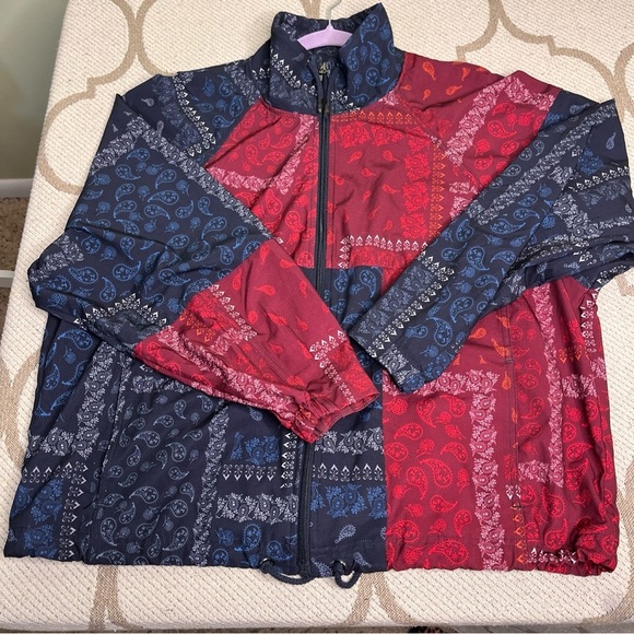 Joy Lab Red and Blue Paisley Lightweight Windbreaker jacket Size Extra large - Picture 12 of 12